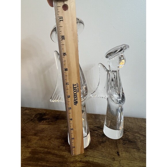 2 Vtg Clear 24% Lead Crystal Glass Angel Figurines  11”  & 9” Japan Christmas - Picture 8 of 16